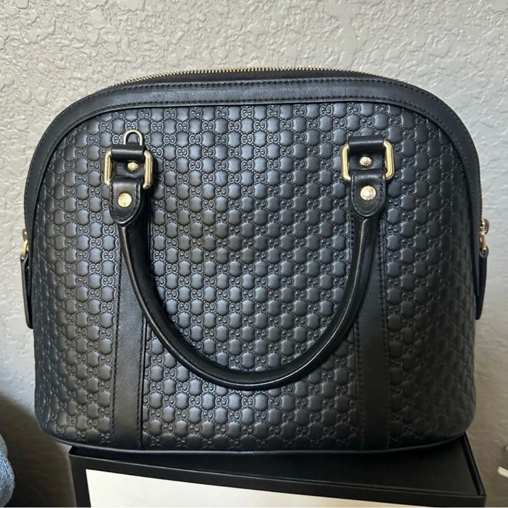 Gucci Black Embossed Satchel